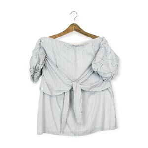 Lovers + Friends Blue Jay Stripe Kiwi Off the Shoulder Dress Size M